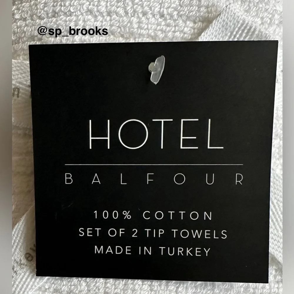 🎁2PC Hotel Balfour Tip Towel Set - 100% Turkish Cotton - White & Heather Gray